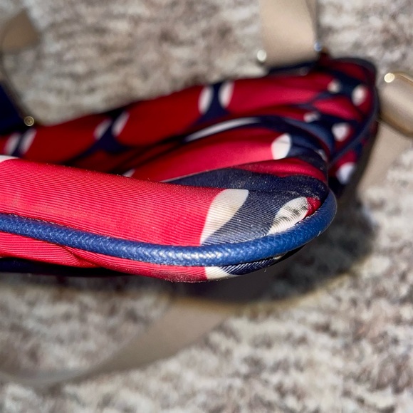 Michael Kors Red and Navy Blue Vinyl Crossbody - Picture 7 of 11